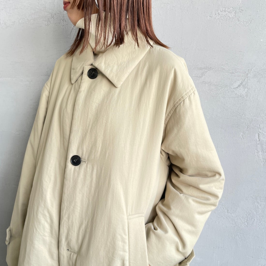 le glazik [ルグラジック] ショートコート [LG-A0753TII] BEIGE &&モデル身長：160cm 着用サイズ：36&&