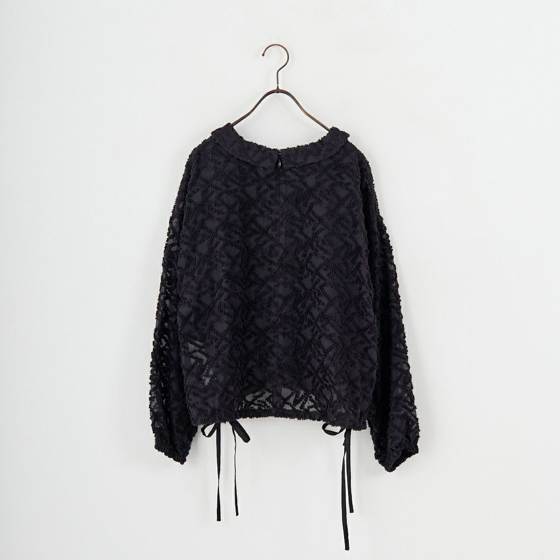 STELLA CIFFON [ステラシフォン] シアーカットジャガード クルーネックブラウス [ST3-26404] 80 BLACK