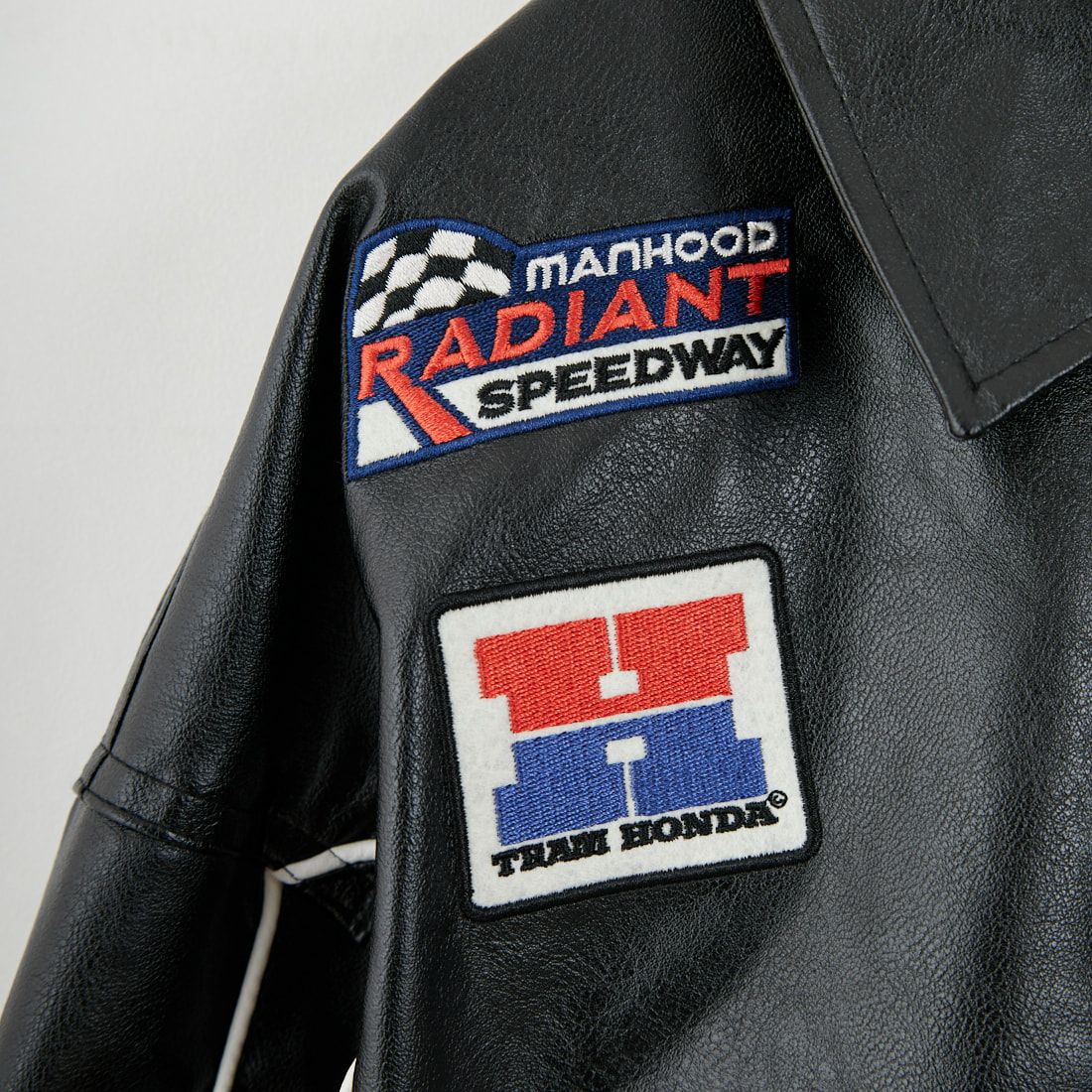 HONDA × JEANSFACTORY [ホンダ × ジーンズファクトリー] フェイクレザーレーシングジャケット [JFC-254-085] BLACK