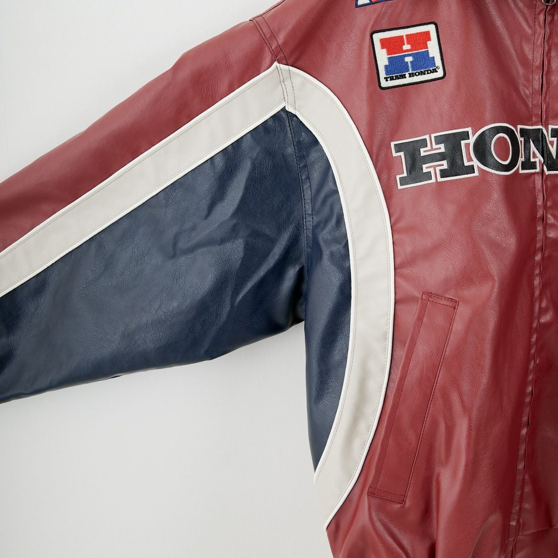 HONDA × JEANSFACTORY [ホンダ × ジーンズファクトリー] フェイクレザーレーシングジャケット [JFC-254-085] RED