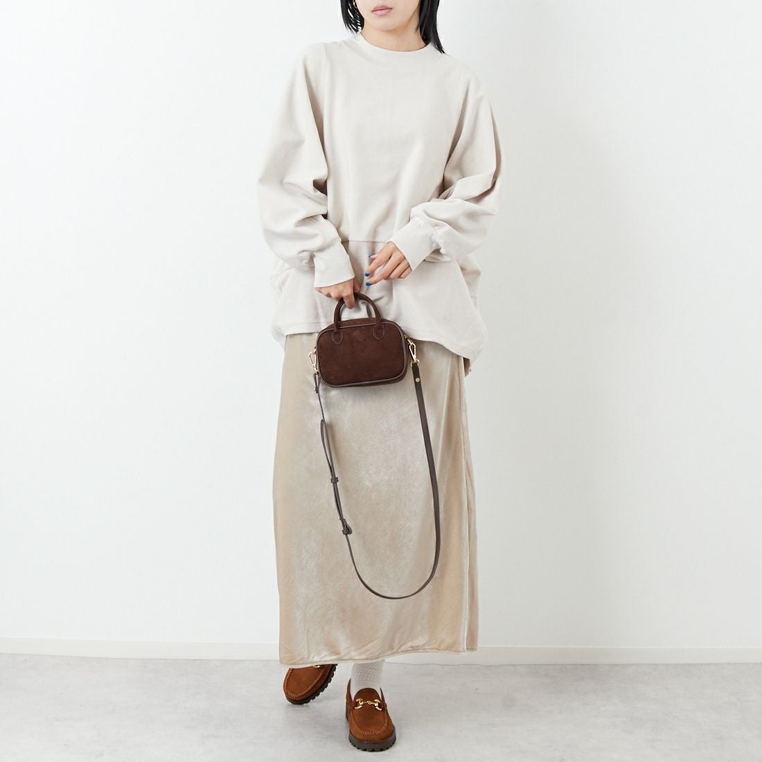 STELLA CIFFON [ステラシフォン] オーガニックコットンパイルトップス [ST3-26504] 60 BEIGE &&モデル身長：167cm 着用サイズ：36&&