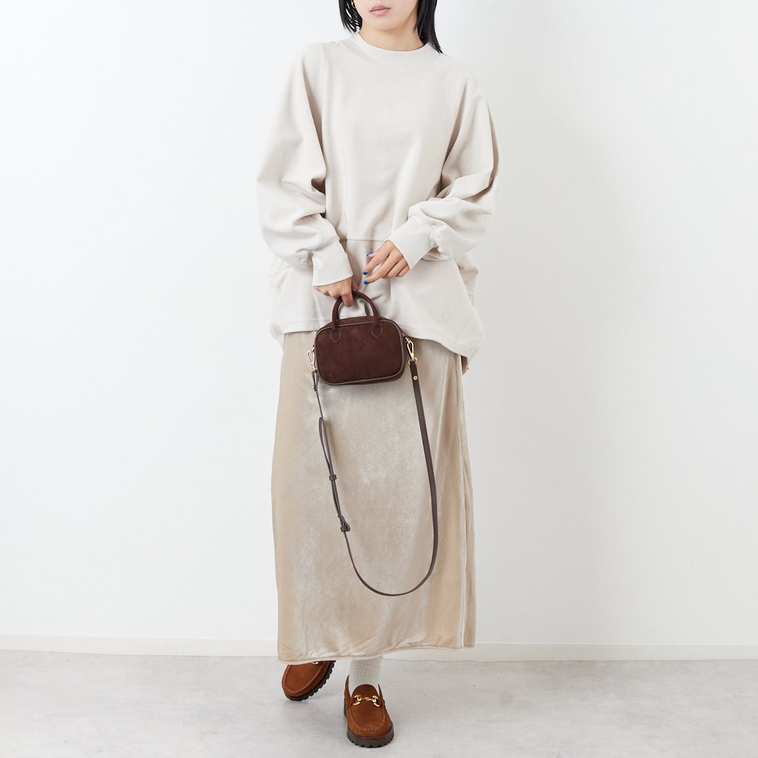 STELLA CIFFON [ステラシフォン] オーガニックコットンパイルトップス [ST3-26504] 60 BEIGE &&モデル身長：167cm 着用サイズ：36&&