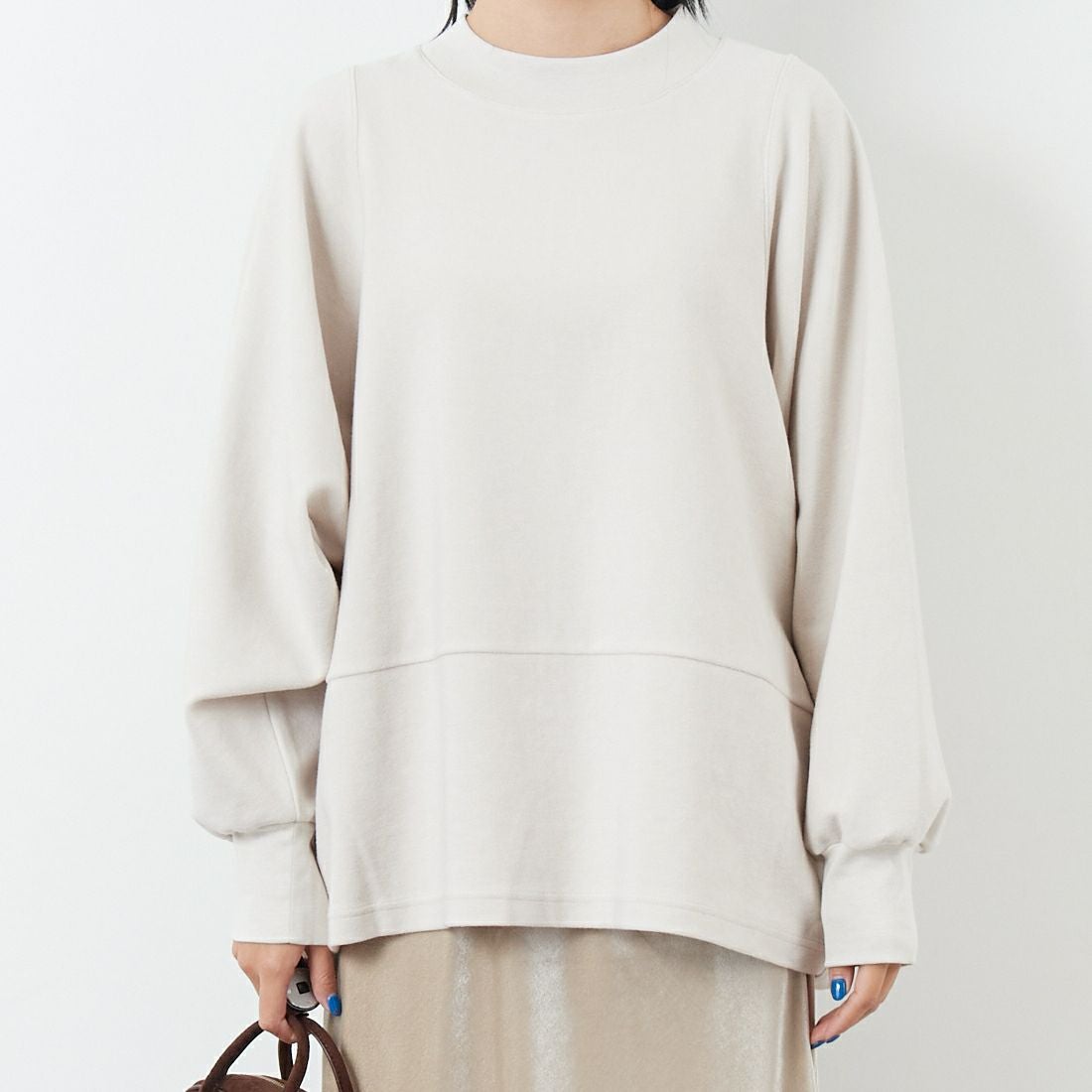 STELLA CIFFON [ステラシフォン] オーガニックコットンパイルトップス [ST3-26504] 60 BEIGE &&モデル身長：167cm 着用サイズ：36&&