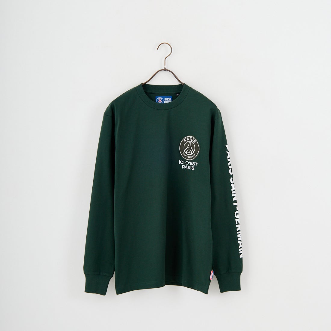 PARIS SAINT-GERMAN [パリ・サンジェルマン] PSG スエードエンブレムスリーブロゴTシャツ [PS0325FW0003] DK GREEN