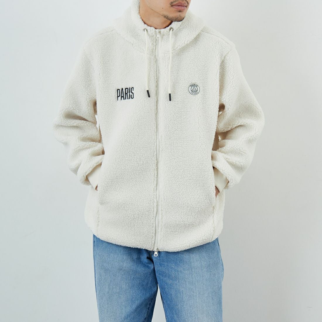 PARIS SAINT-GERMAN [パリ・サンジェルマン] PSG ロゴ刺繍ボアフーディ