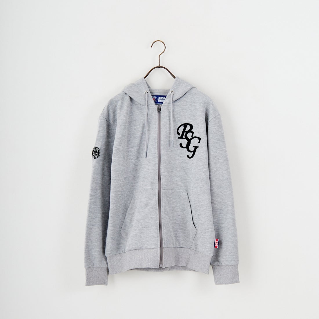 PARIS SAINT-GERMAN [パリ・サンジェルマン] PSG ロゴ刺繍テックフリースフルジップフーディ [PS0625FW0003] GRAY