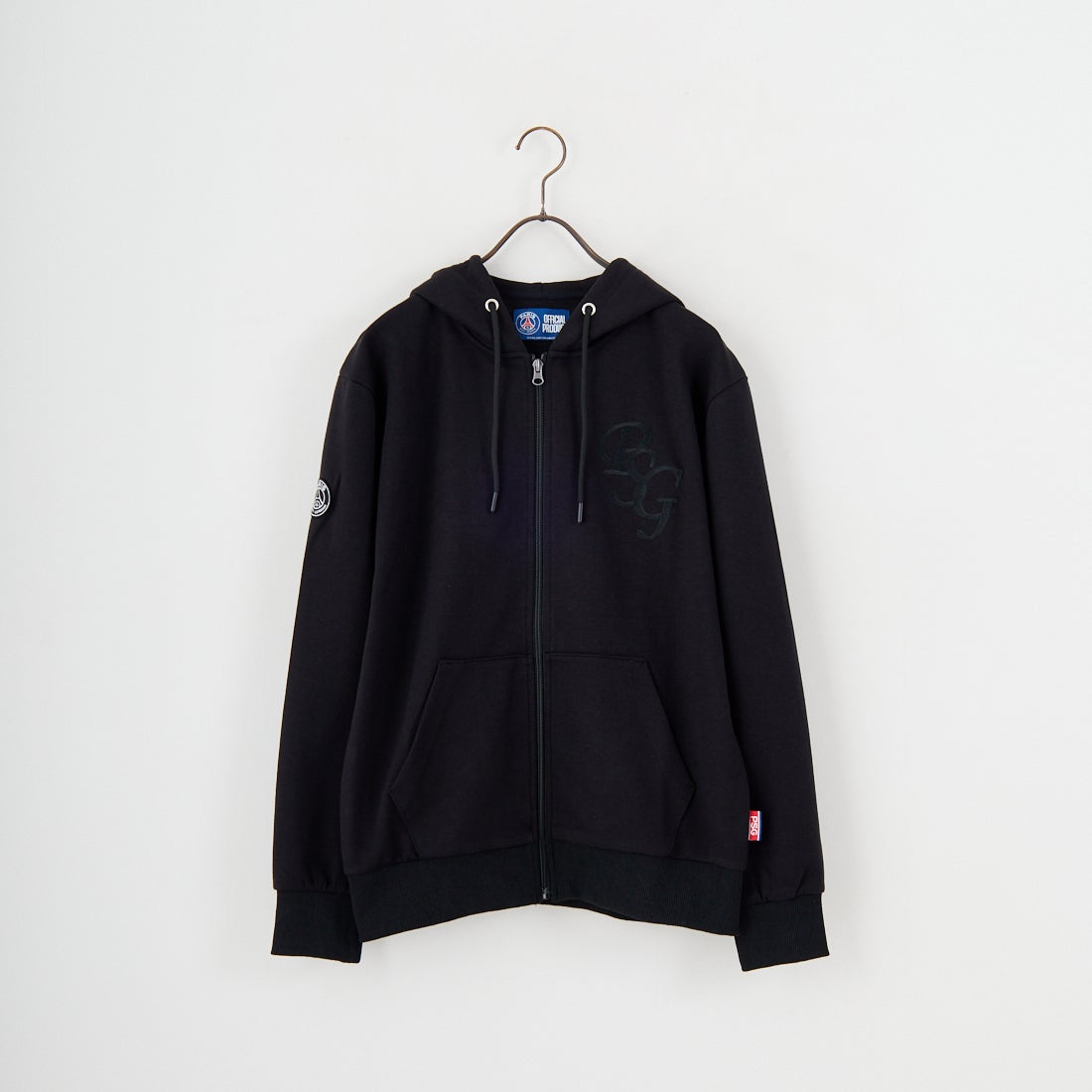 PARIS SAINT-GERMAN [パリ・サンジェルマン] PSG ロゴ刺繍テックフリースフルジップフーディ [PS0625FW0003] BLACK