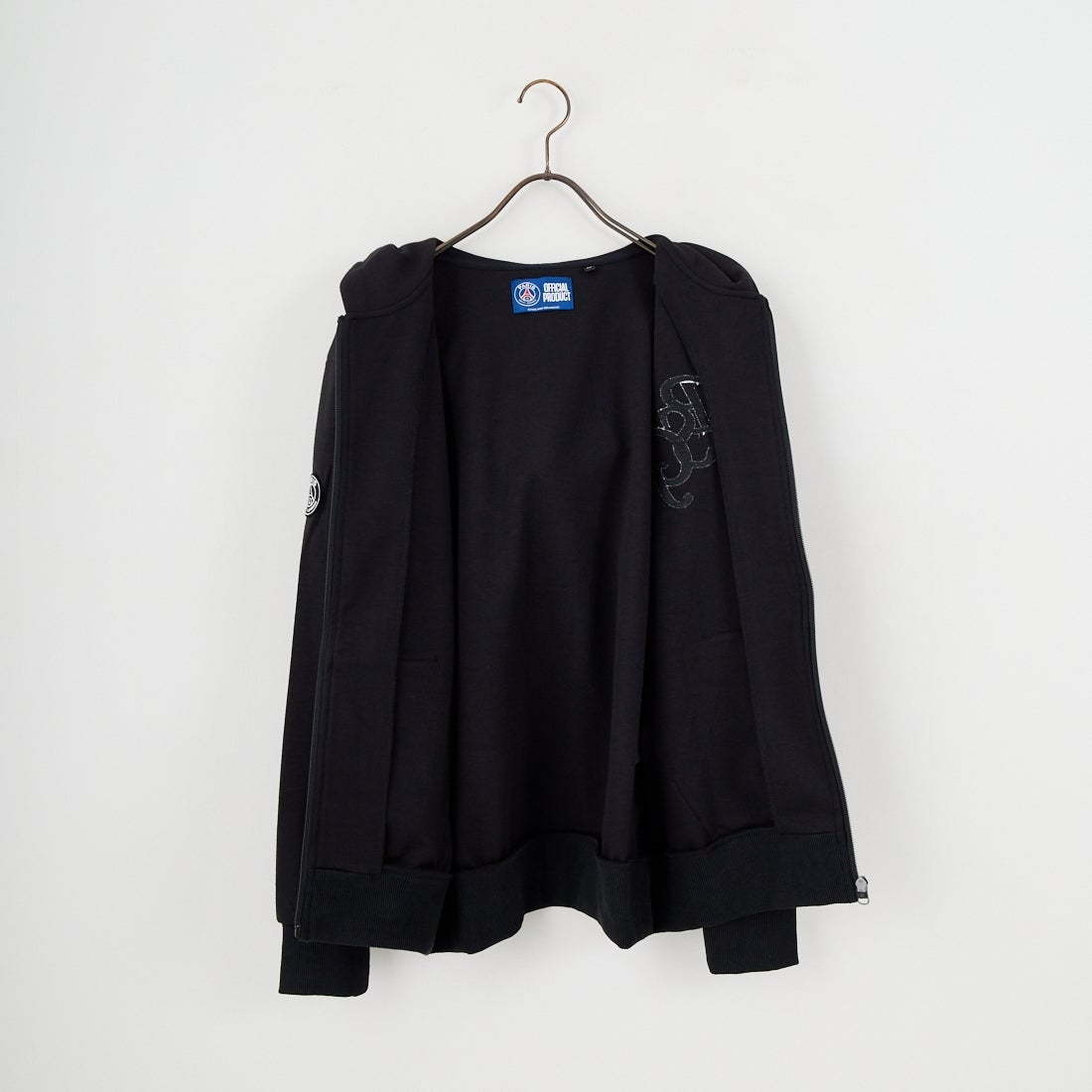 PARIS SAINT-GERMAN [パリ・サンジェルマン] PSG ロゴ刺繍テックフリースフルジップフーディ [PS0625FW0003] BLACK