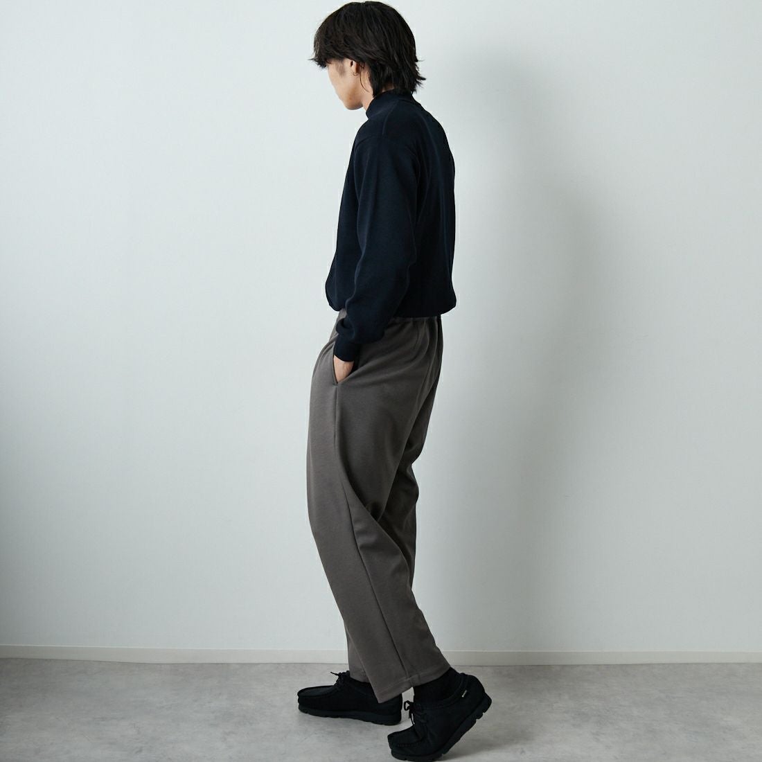 Noir Fabrik [ヌワールファブリック] ミラノリブモックネックニット [NF-254-069] BLACK &&モデル身長：179cm 着用サイズ：M&&