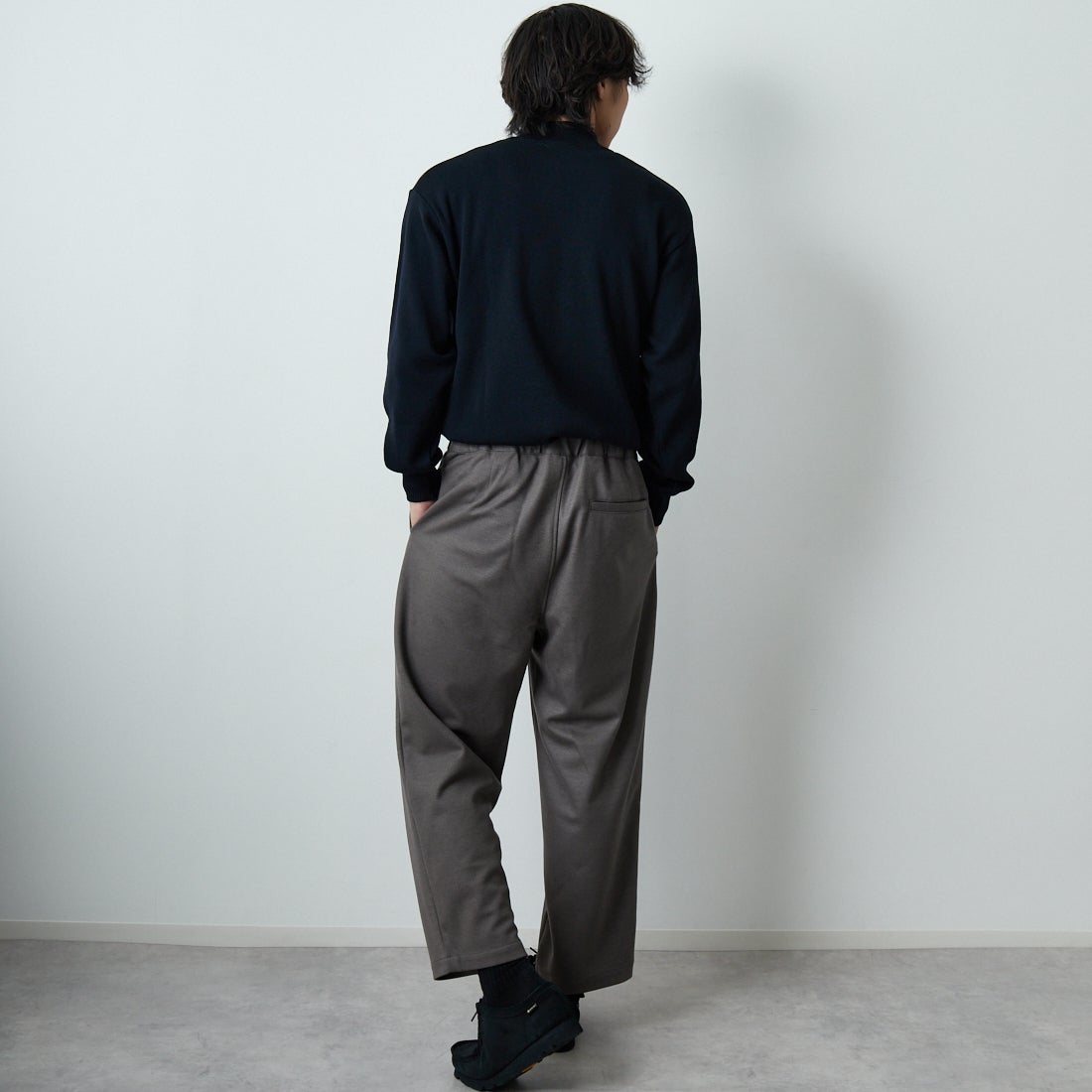 Noir Fabrik [ヌワールファブリック] ミラノリブモックネックニット [NF-254-069] BLACK &&モデル身長：179cm 着用サイズ：M&&