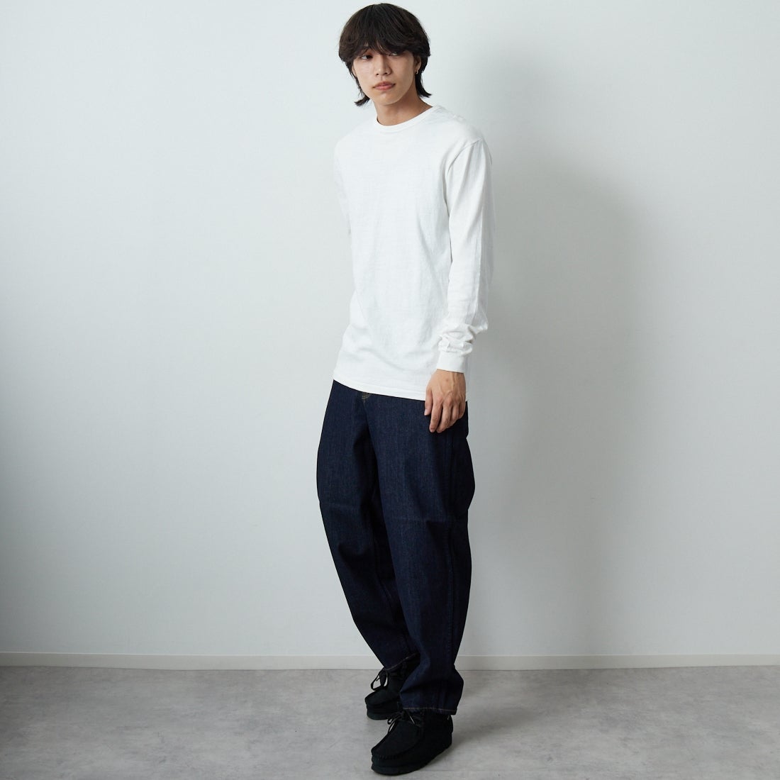 YANUK [ヤヌーク] PREMIUM2 ルーズテーパード BARNY/バーニー [57253060] POW &&モデル身長：179cm 着用サイズ：29&&