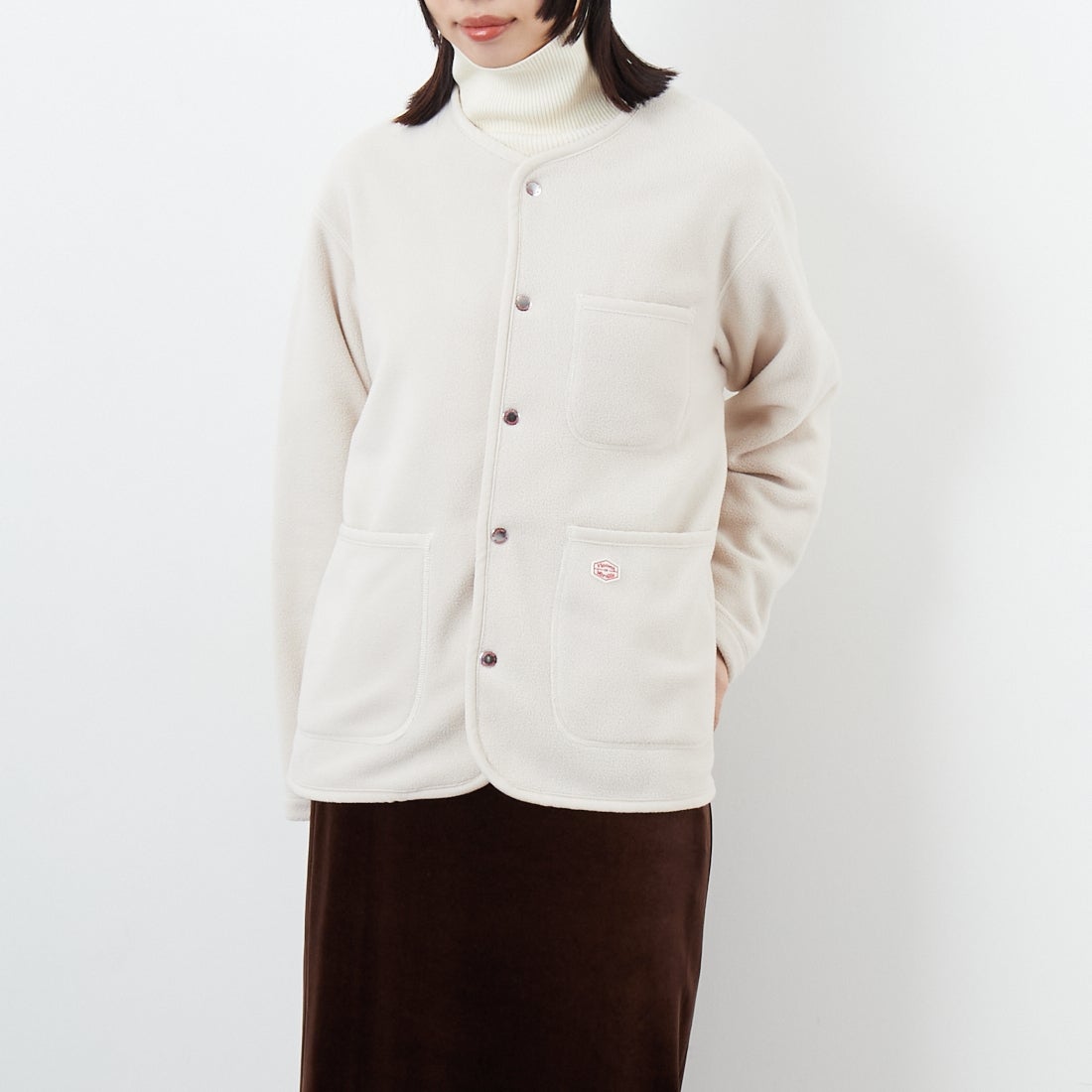 Vincent et Mireille [ヴァンソン エ ミレイユ] フリースカーディガン [VM252FL00220] 03 OFF WHT &&モデル身長：162cm 着用サイズ：36&&