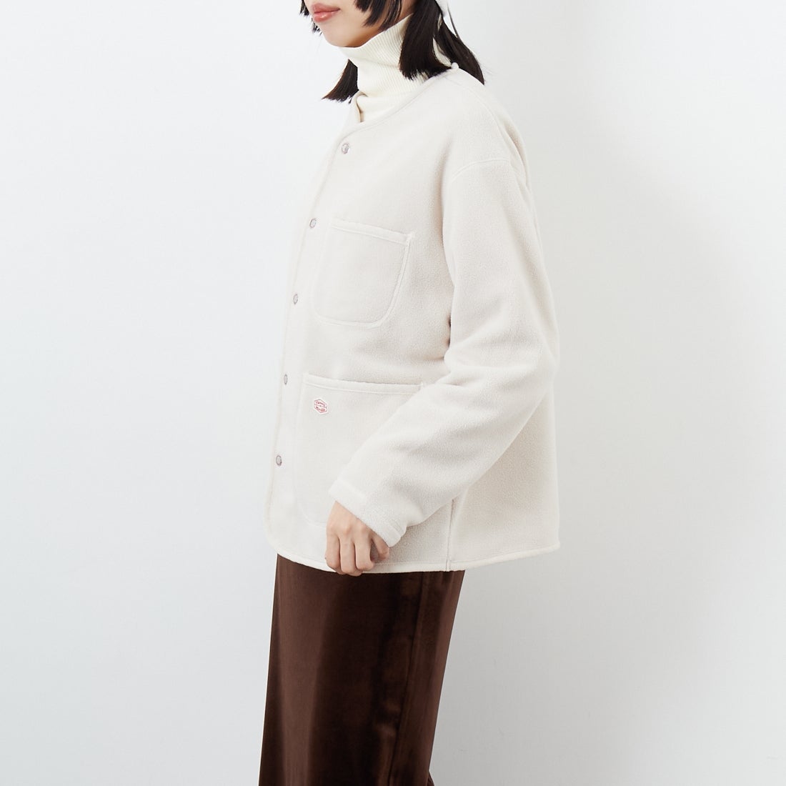 Vincent et Mireille [ヴァンソン エ ミレイユ] フリースカーディガン [VM252FL00220] 03 OFF WHT &&モデル身長：162cm 着用サイズ：36&&