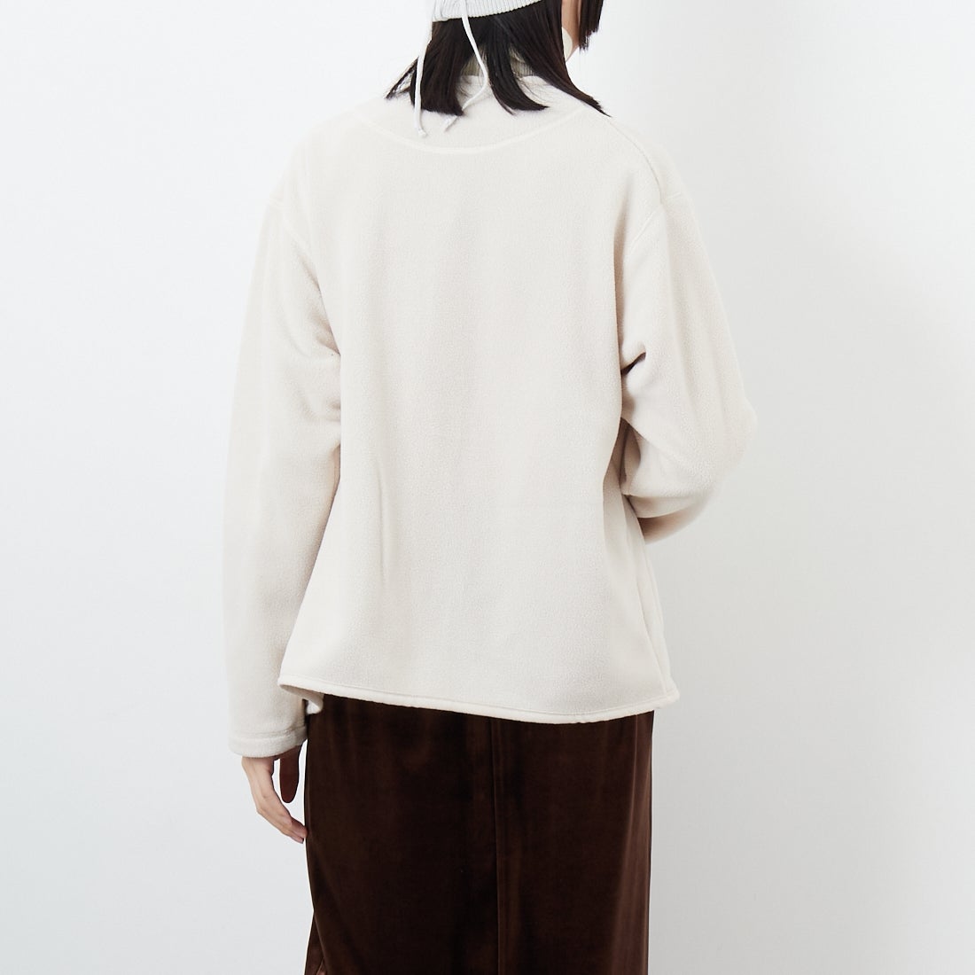 Vincent et Mireille [ヴァンソン エ ミレイユ] フリースカーディガン [VM252FL00220] 03 OFF WHT &&モデル身長：162cm 着用サイズ：36&&