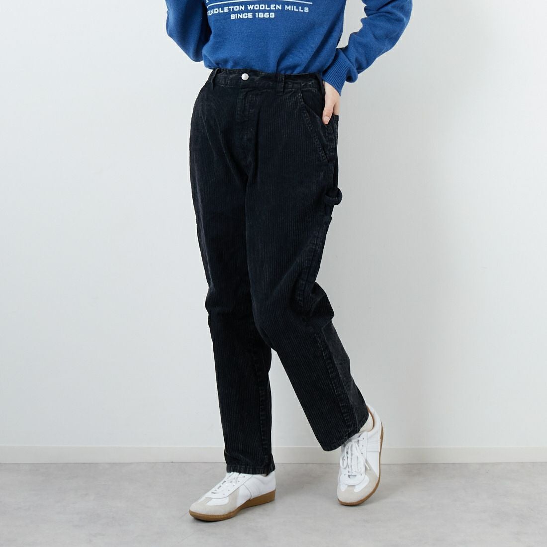 SMITH'S [スミス] LES HALLES コーデュロイペインターパンツ [5475-1070] 49 NOIR &&モデル身長：162cm 着用サイズ：S&&