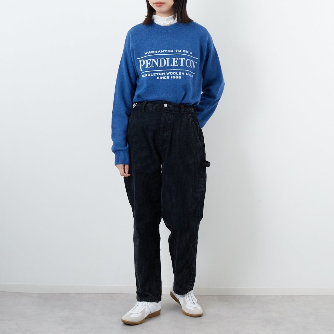 SMITH'S [スミス] LES HALLES コーデュロイペインターパンツ [5475-1070] 49 NOIR &&モデル身長：162cm 着用サイズ：S&&
