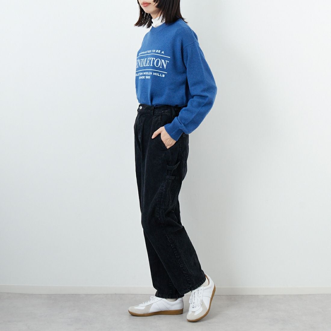 SMITH'S [スミス] LES HALLES コーデュロイペインターパンツ [5475-1070] 49 NOIR &&モデル身長：162cm 着用サイズ：S&&