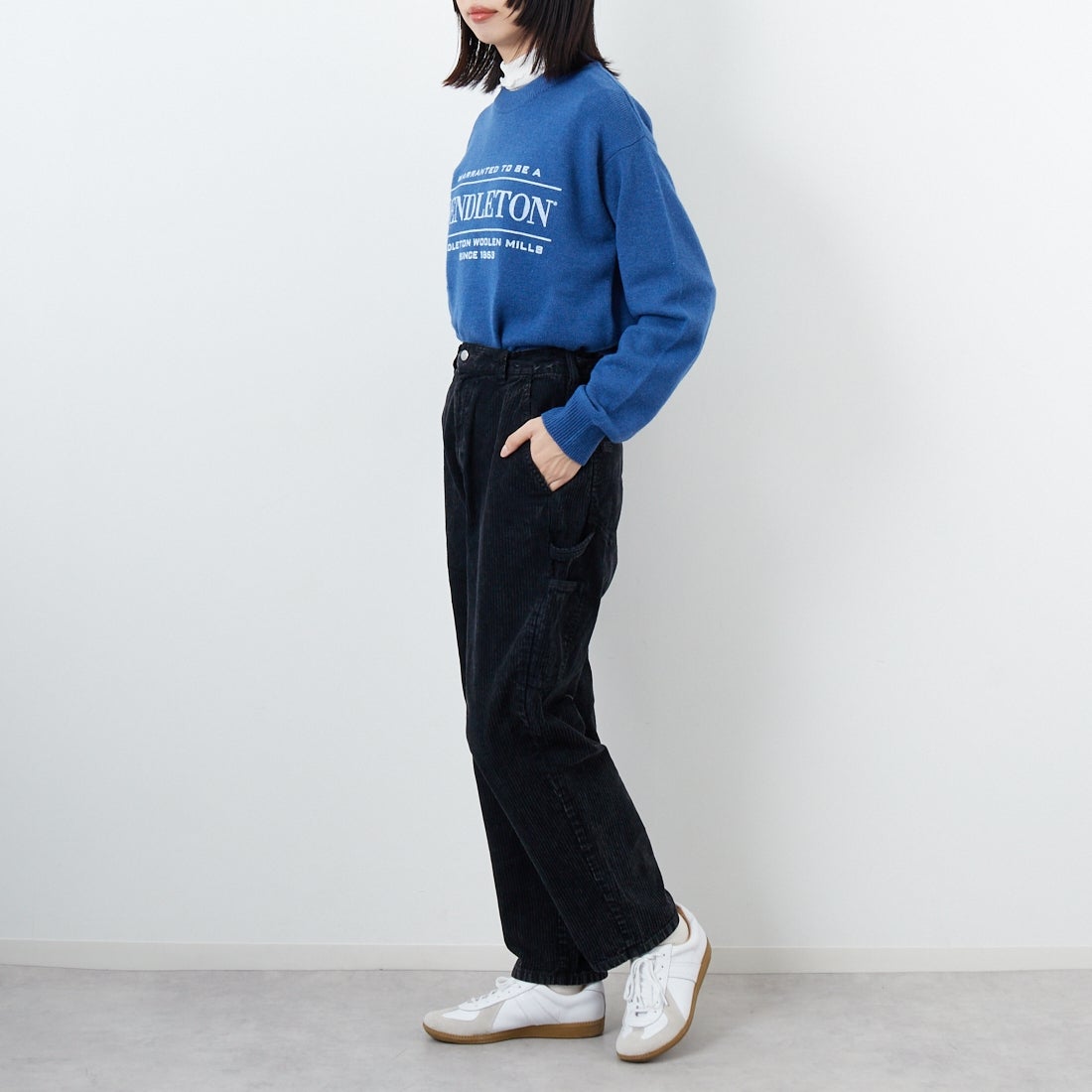 SMITH'S [スミス] LES HALLES コーデュロイペインターパンツ [5475-1070] 49 NOIR &&モデル身長：162cm 着用サイズ：S&&