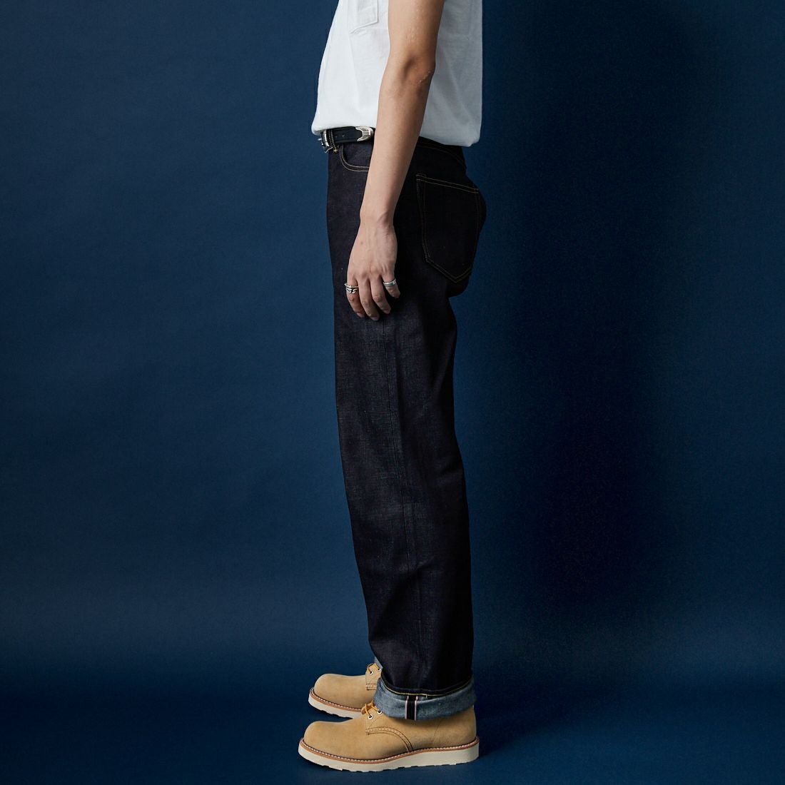 MOMOTARO JEANS [モモタロウ ジーンズ] スタンダード ワイド 14.7oz ジップフライ [MMJZ0400] INDIGO &&モデル身長：179cm 着用サイズ：28&&