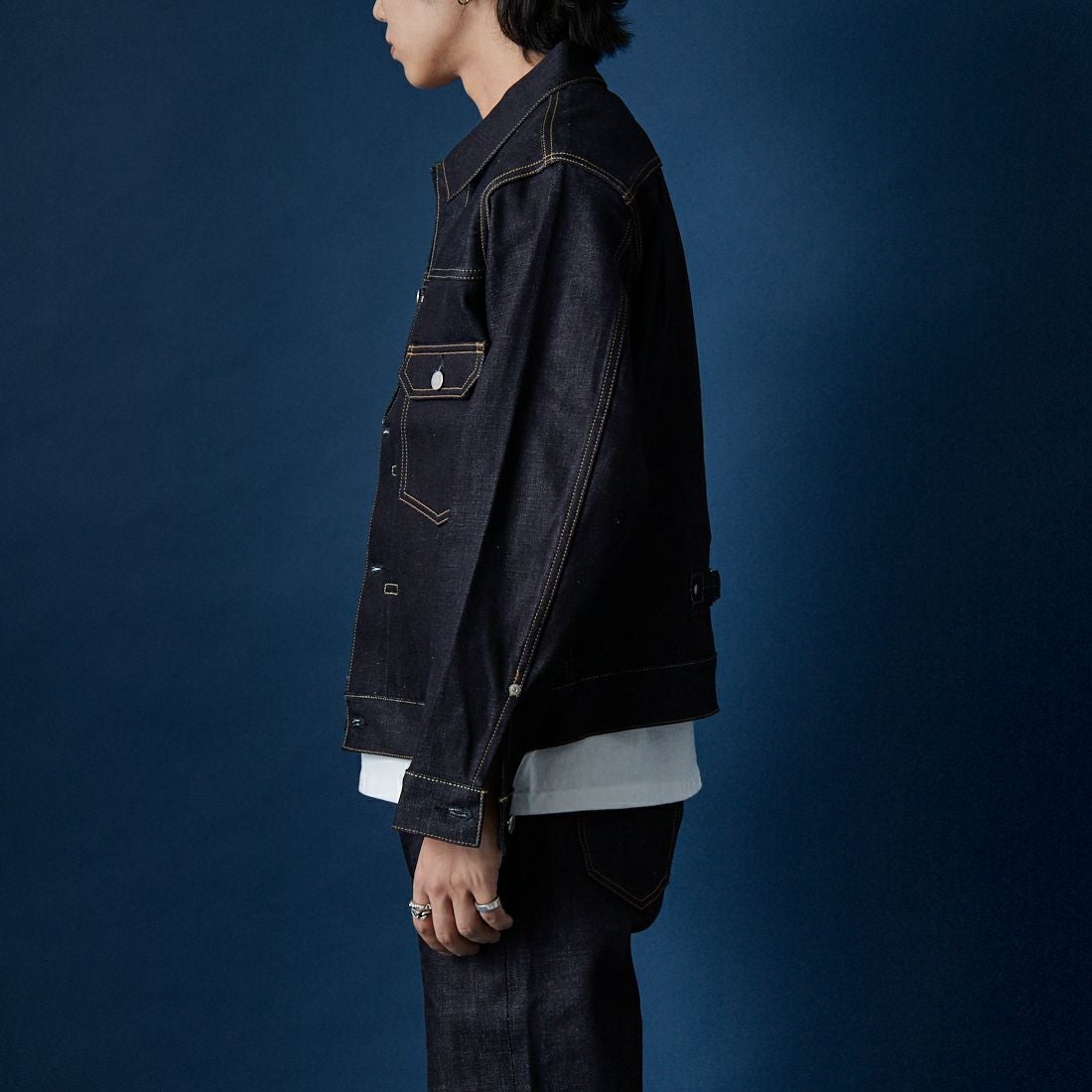 MOMOTARO JEANS [モモタロウ ジーンズ] スタンダード デニムジャケット 14.7oz [MMGJ0001] INDIGO &&モデル身長：179cm 着用サイズ：M&&
