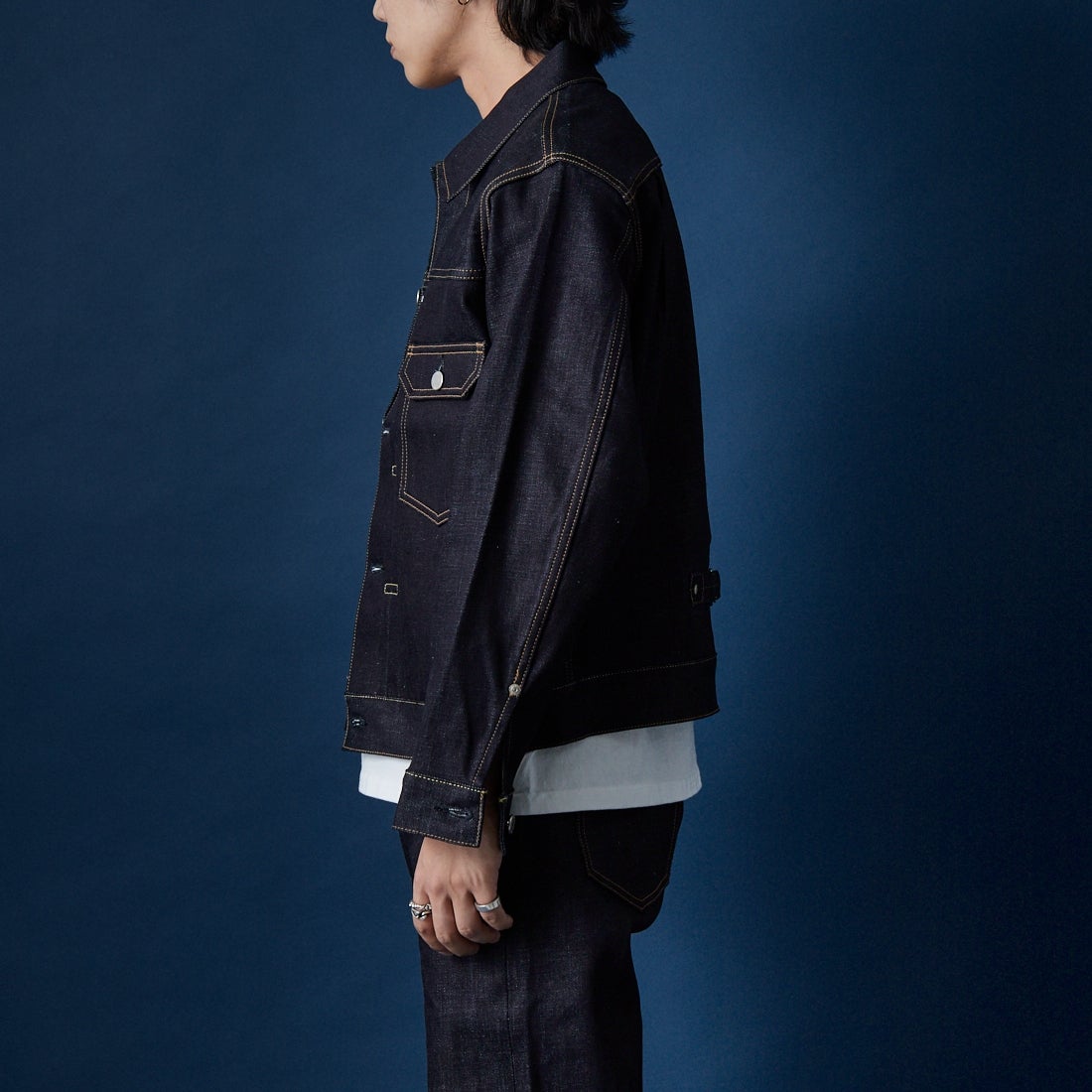 MOMOTARO JEANS [モモタロウ ジーンズ] スタンダード デニムジャケット 14.7oz [MMGJ0001] INDIGO &&モデル身長：179cm 着用サイズ：M&&