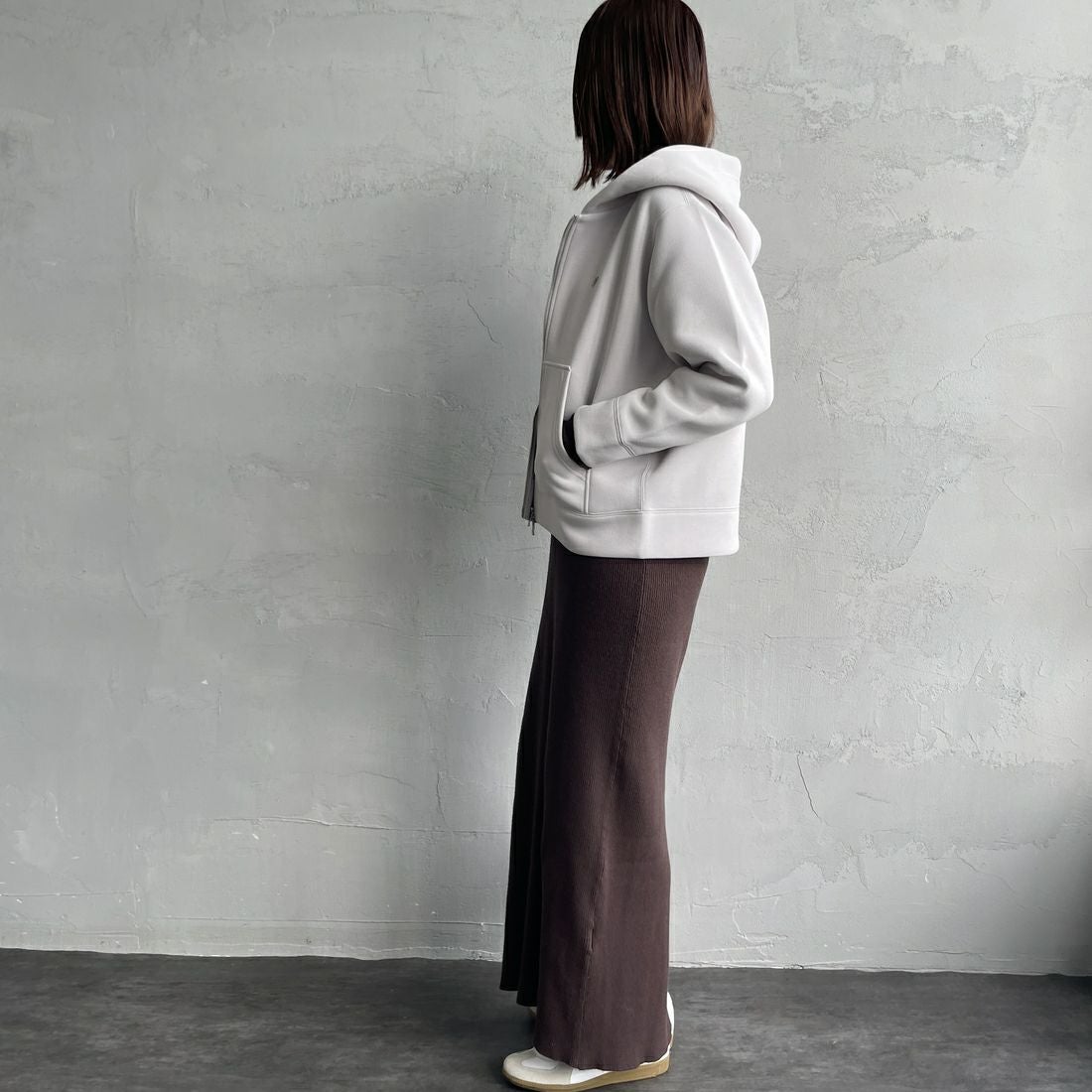 Gymphlex [ジムフレックス] ジップフーデッドジャケット [GY-C0478DDN] OYSTER WHT &&モデル身長：160cm 着用サイズ：XS&&