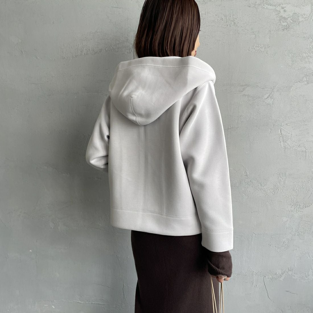 Gymphlex [ジムフレックス] ジップフーデッドジャケット [GY-C0478DDN] OYSTER WHT &&モデル身長：160cm 着用サイズ：XS&&