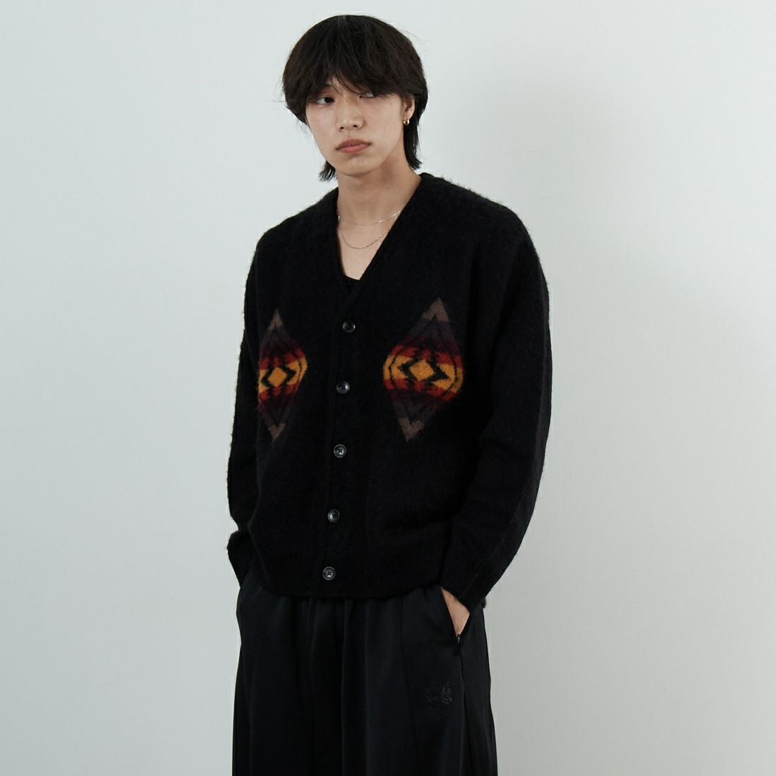 PENDLETON [ペンドルトン] シャギーカーディガン [5575-2005] 49 BLACK H &&モデル身長：179cm 着用サイズ：M&&