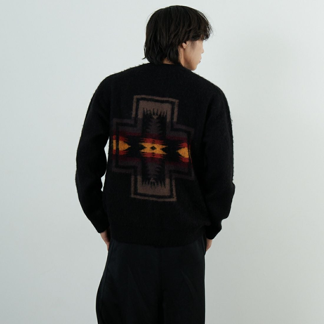 PENDLETON [ペンドルトン] シャギーカーディガン [5575-2005] 49 BLACK H &&モデル身長：179cm 着用サイズ：M&&