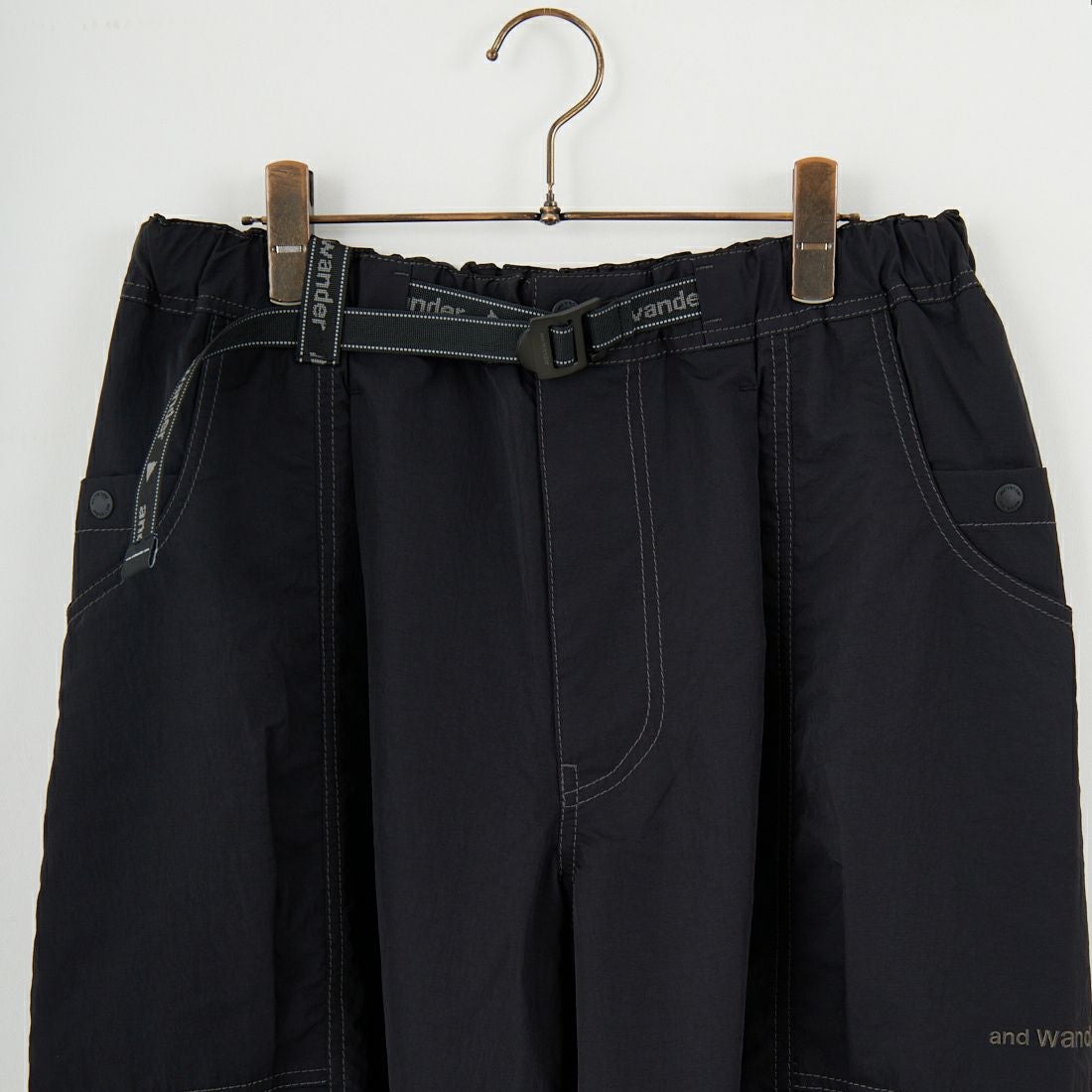 and wander [アンドワンダー] クリンクルドナイロンパンツ [5745282076] BLACK