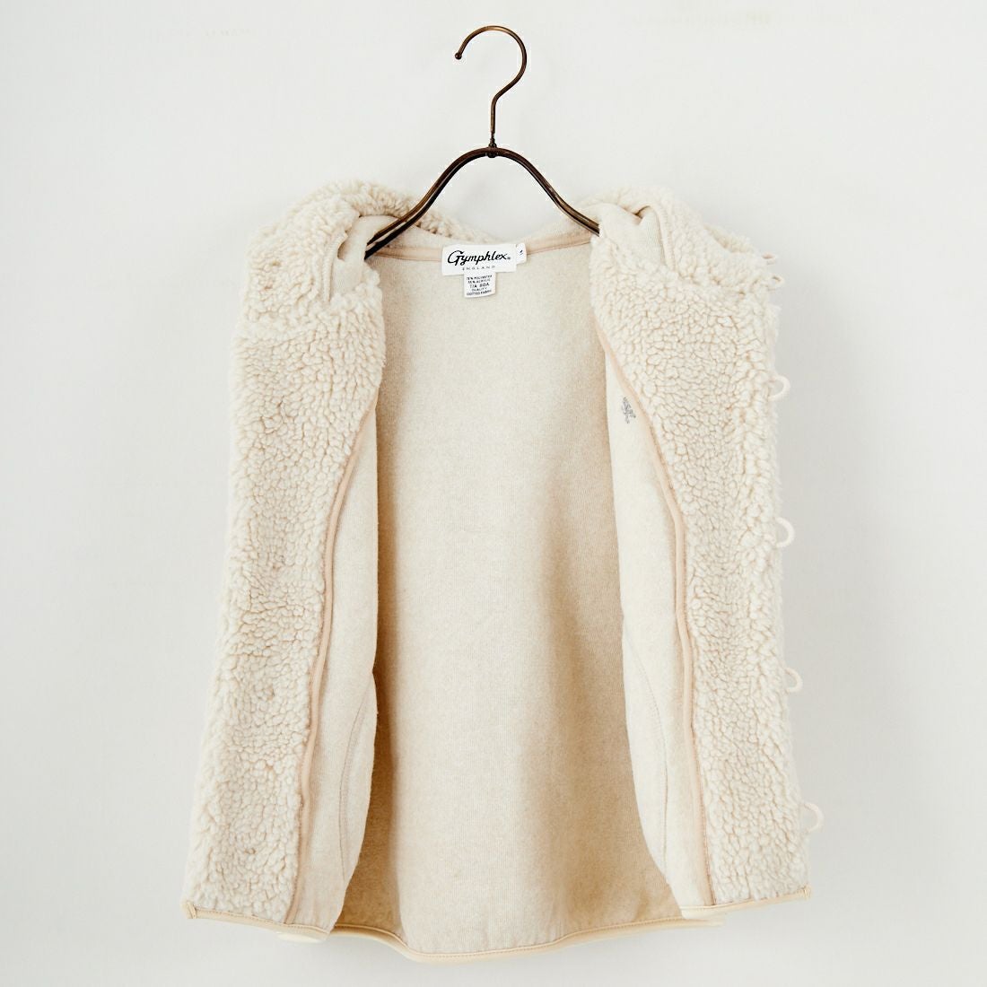 Gymphlex [ジムフレックス] ボアフーデッドショートベスト [GY-A0726BOA] OYSTER WHT