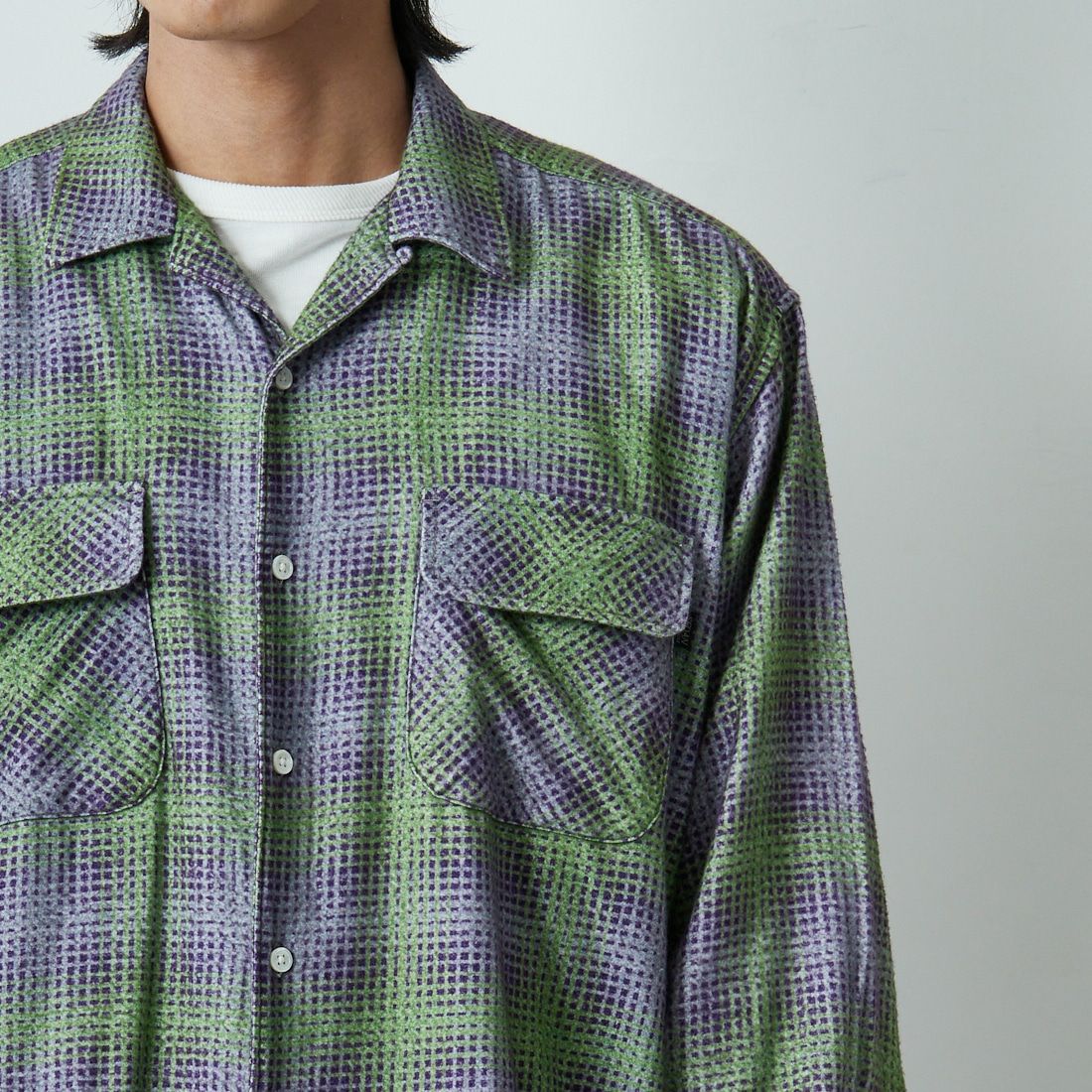 SEDAN ALL-PURPOSE [セダン オールパーパス] プリンテッドプレイドフランネル オープンカラーシャツ [SD25F-SH02] GRN/PPL