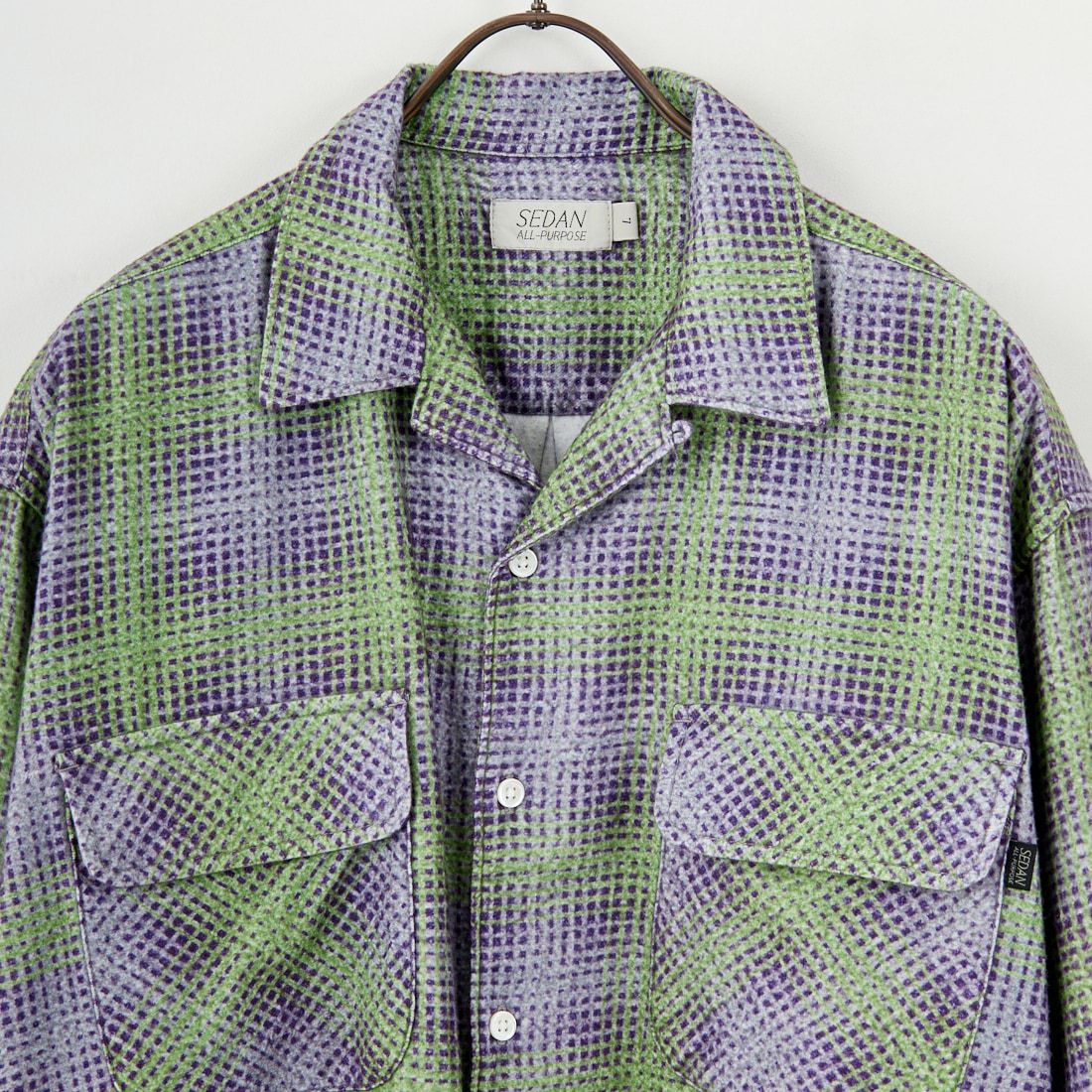 SEDAN ALL-PURPOSE [セダン オールパーパス] プリンテッドプレイドフランネル オープンカラーシャツ [SD25F-SH02] GRN/PPL