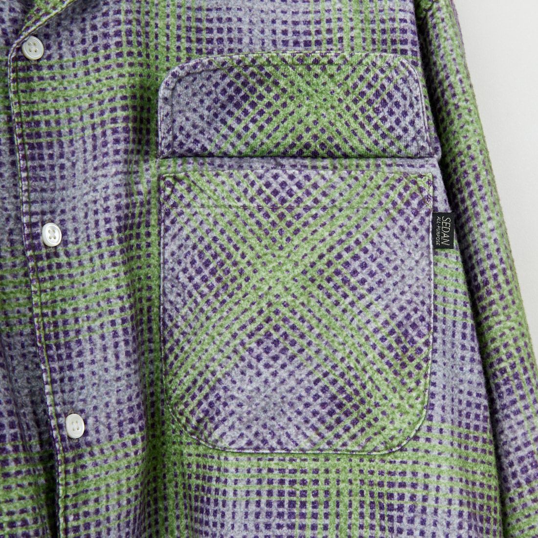 SEDAN ALL-PURPOSE [セダン オールパーパス] プリンテッドプレイドフランネル オープンカラーシャツ [SD25F-SH02] GRN/PPL