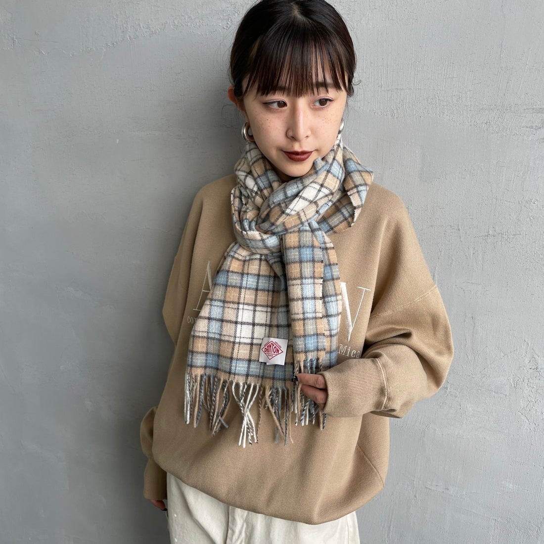 DANTON [ダントン] チェックマフラー [DT-H0226WCM] BEIGE CHEC