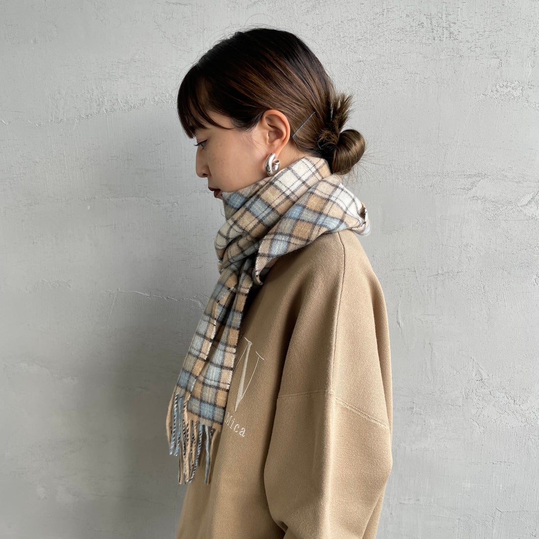 DANTON [ダントン] チェックマフラー [DT-H0226WCM] BEIGE CHEC