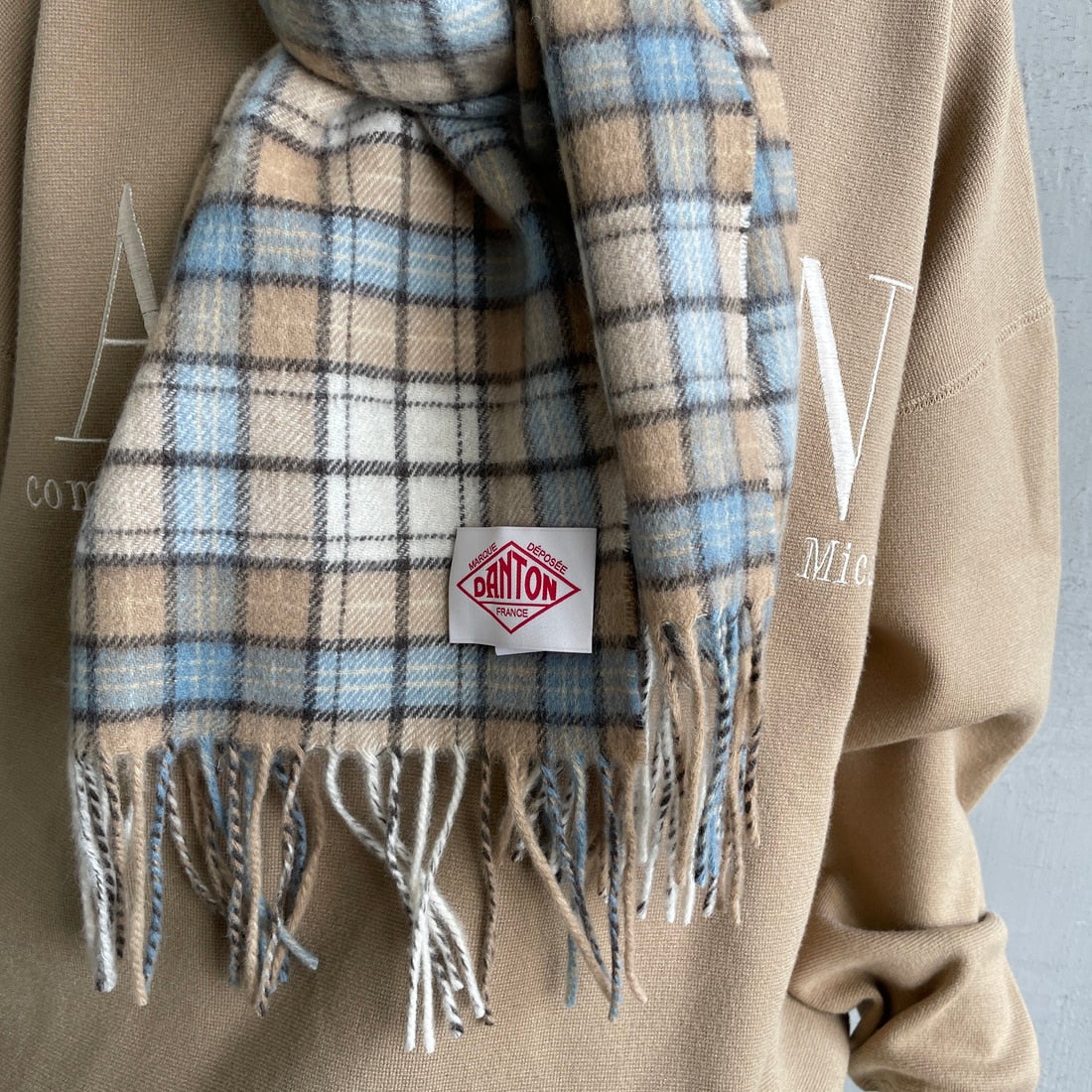 DANTON [ダントン] チェックマフラー [DT-H0226WCM] BEIGE CHEC