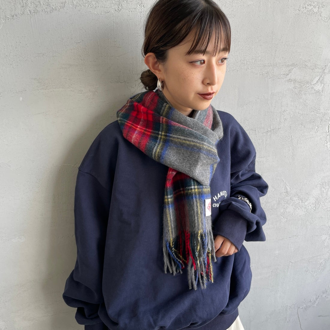 DANTON [ダントン] チェックマフラー [DT-H0226WCM] GREY STEWA