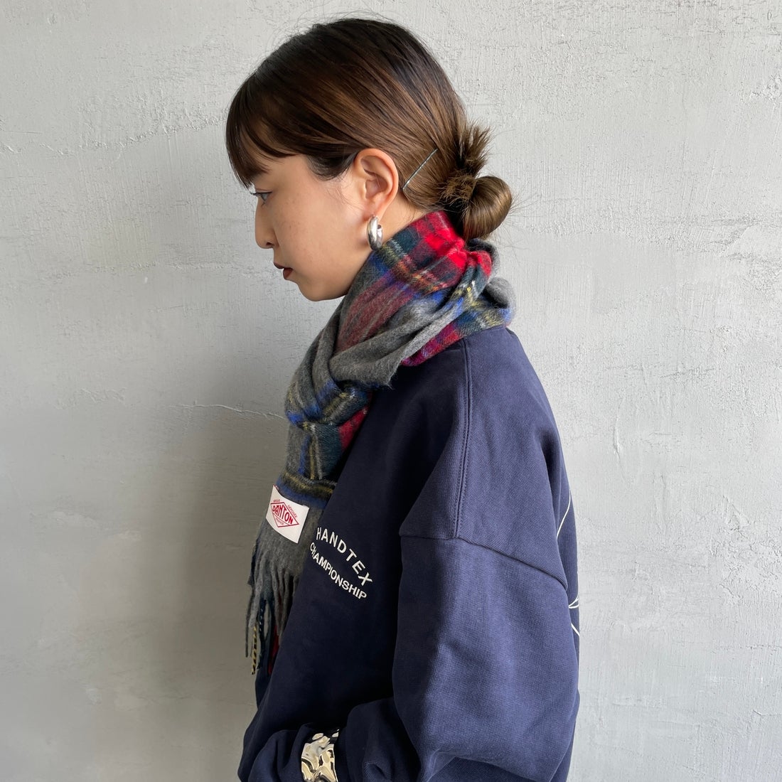 DANTON [ダントン] チェックマフラー [DT-H0226WCM] GREY STEWA