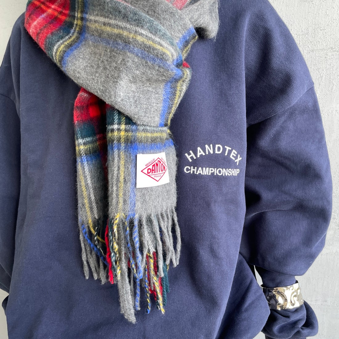 DANTON [ダントン] チェックマフラー [DT-H0226WCM] GREY STEWA