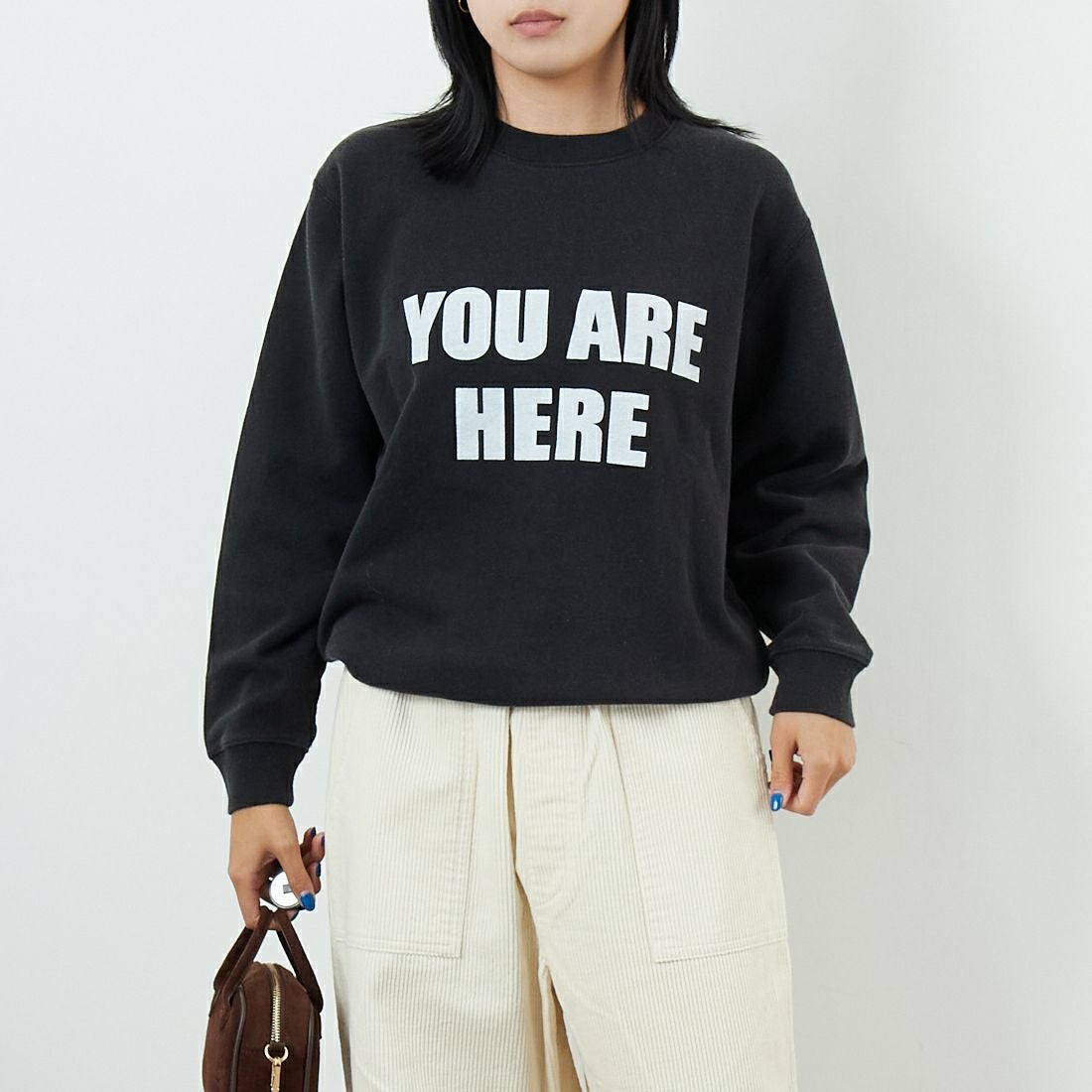 WORN FREE [ウォーン フリー] ジョン・レノン スウェット YOU ARE HERE [WFR-VTG-200003] 09 BLACK &&モデル身長：167cm 着用サイズ：S&&