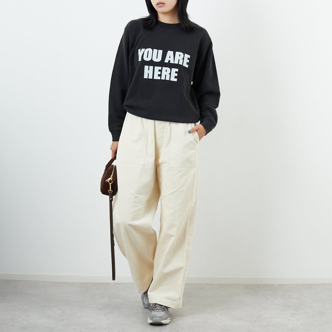 WORN FREE [ウォーン フリー] ジョン・レノン スウェット YOU ARE HERE [WFR-VTG-200003] 09 BLACK &&モデル身長：167cm 着用サイズ：S&&