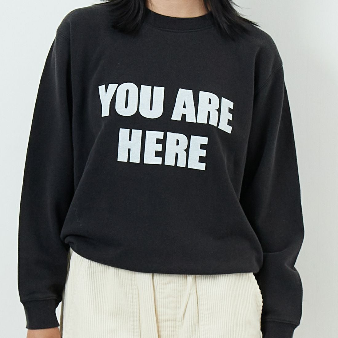 WORN FREE [ウォーン フリー] ジョン・レノン スウェット YOU ARE HERE [WFR-VTG-200003] 09 BLACK &&モデル身長：167cm 着用サイズ：S&&