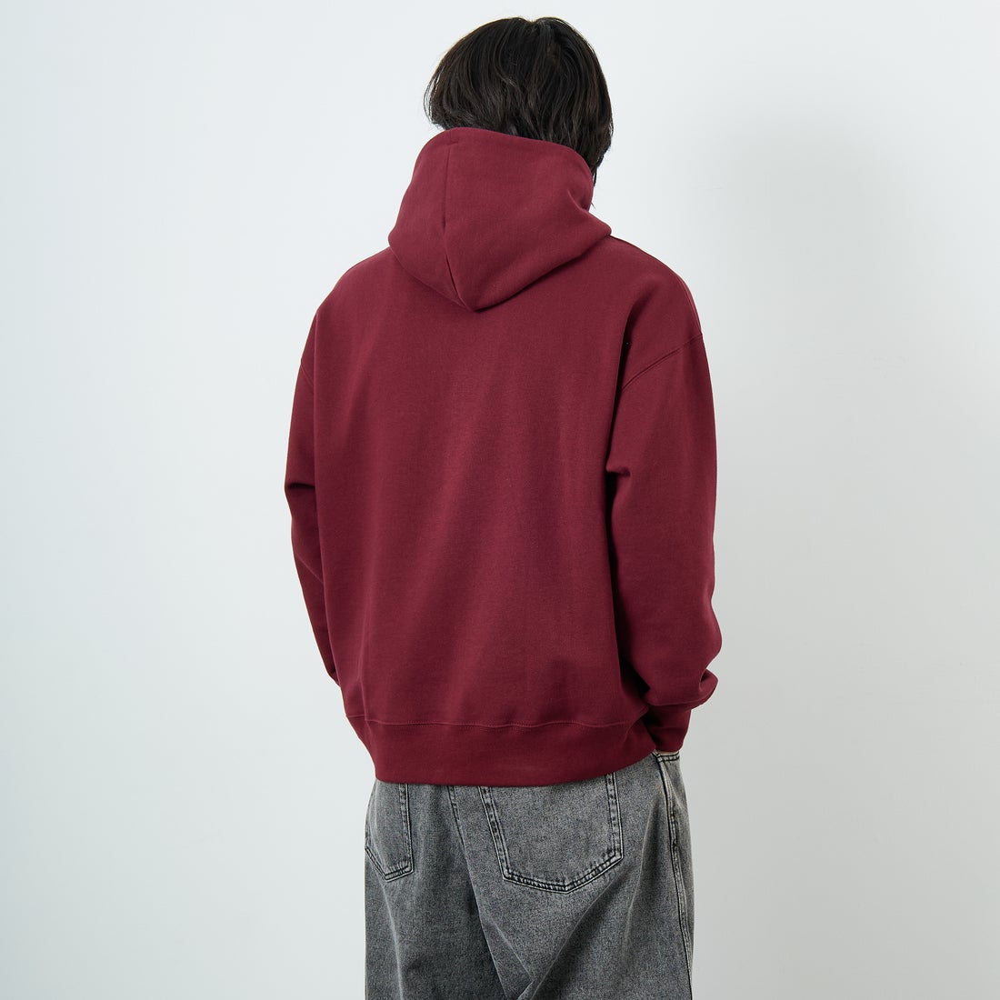 THE FOX [ザフォックス] 別注 スウェットパーカー [JFL25AW-03-JF] WINE &&モデル身長：179cm 着用サイズ：L&&