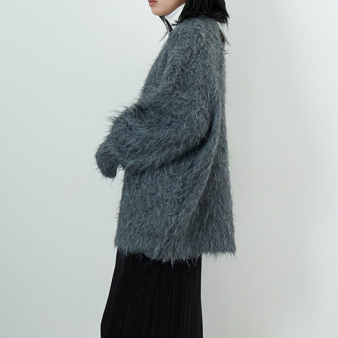 hwyl [ヒュイル] オーバーサイズシャギーニットカーディガン [55285569] ﾁｬｺｰﾙ &&モデル身長：167cm 着用サイズ：2&&