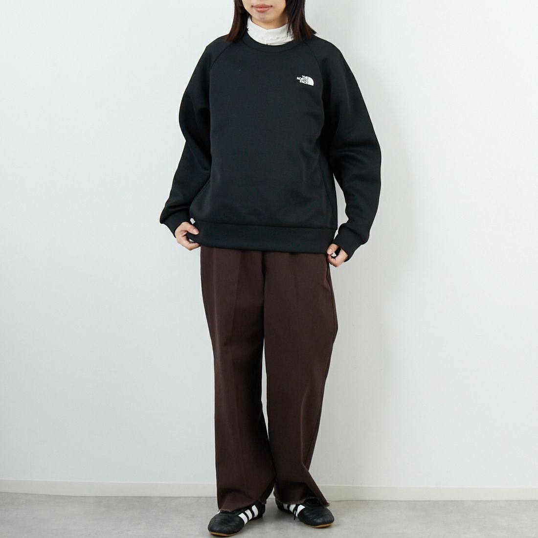 THE NORTH FACE [ザ ノースフェイス] テックエアースウェットクルー [NT62584] K &&モデル身長：162cm 着用サイズ：S&&