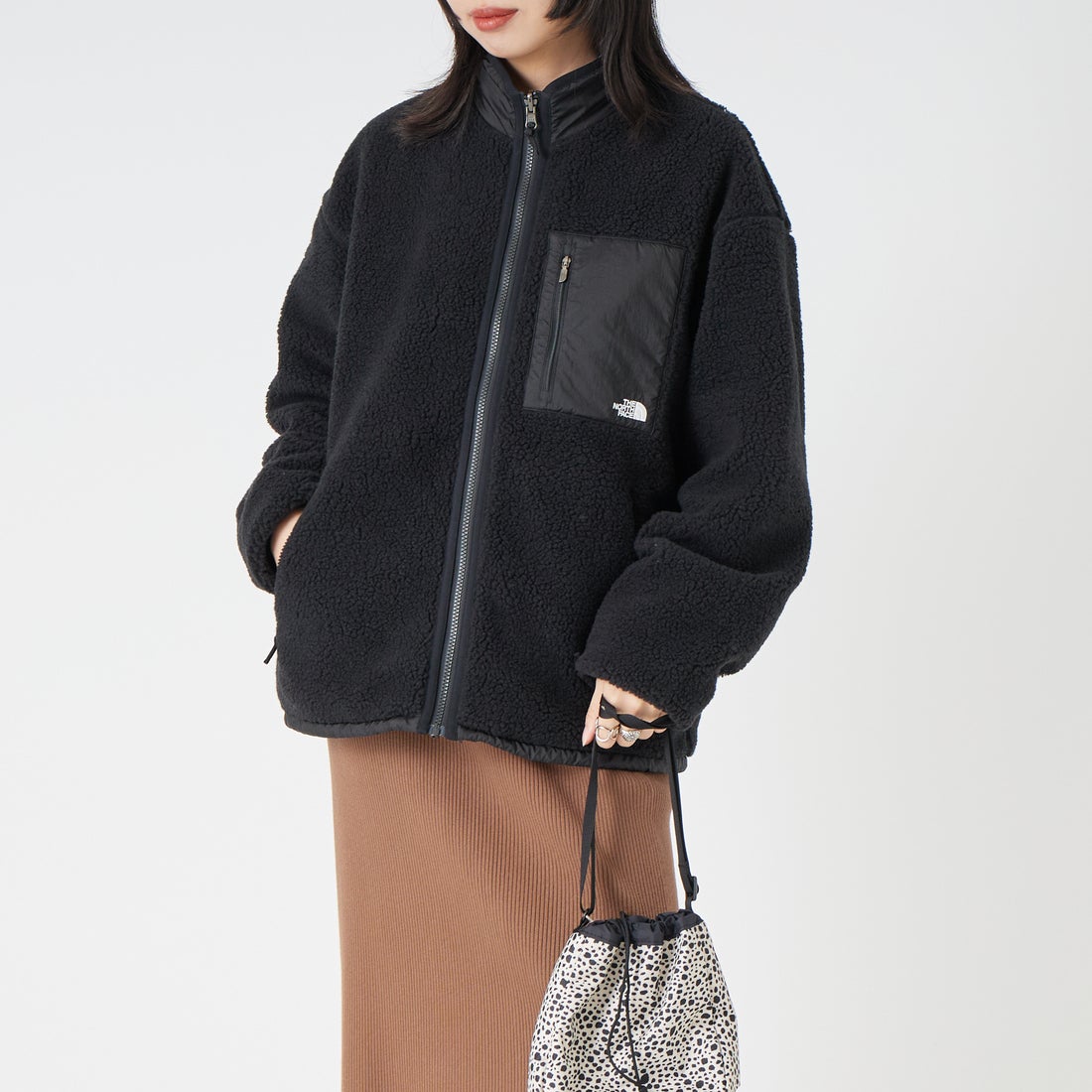 THE NORTH FACE [ザ ノースフェイス] リバーシブル エクストリームパイルフリースジャケット [NP72536] K &&モデル身長：162cm 着用サイズ：S&&