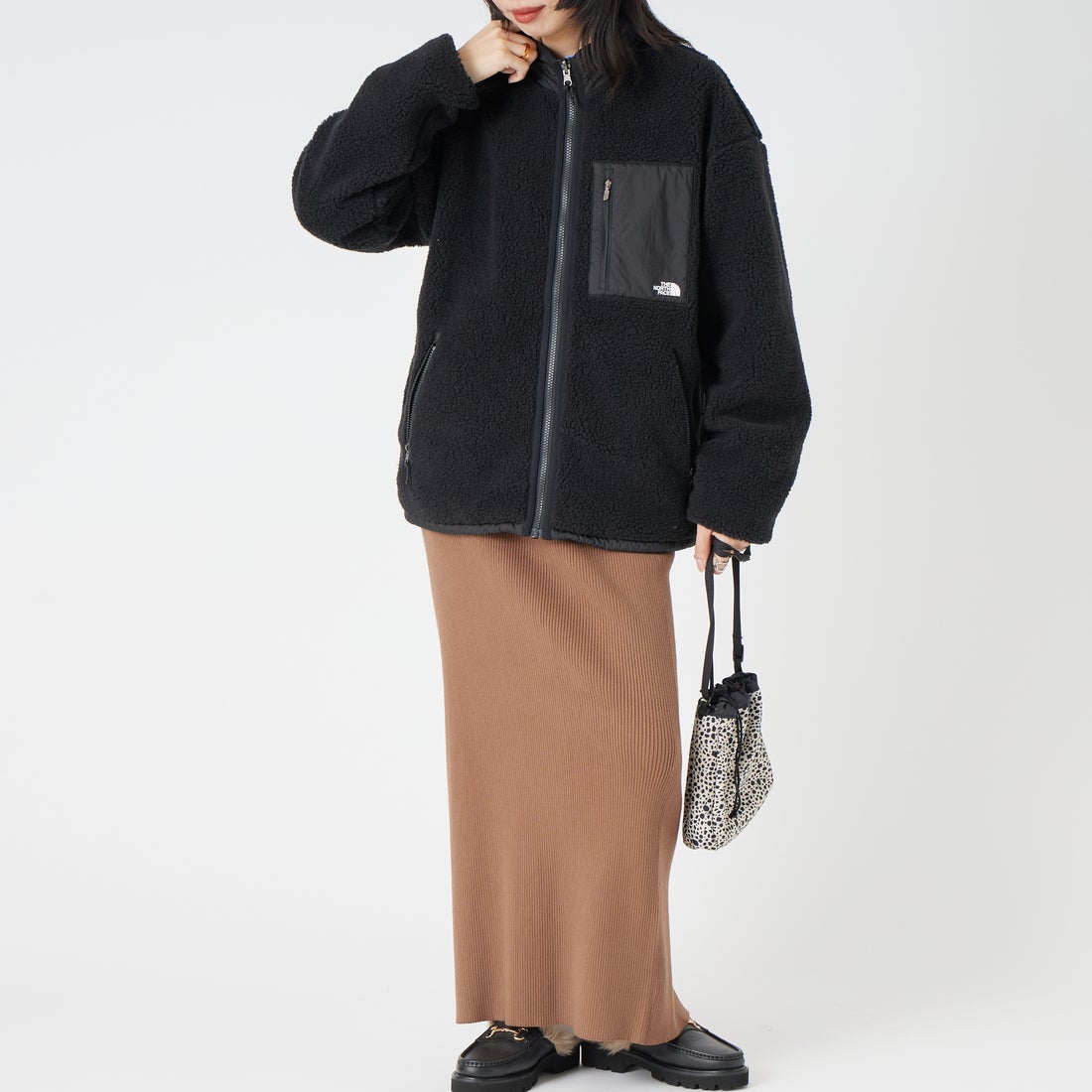 THE NORTH FACE [ザ ノースフェイス] リバーシブル エクストリームパイルフリースジャケット [NP72536] K &&モデル身長：162cm 着用サイズ：S&&