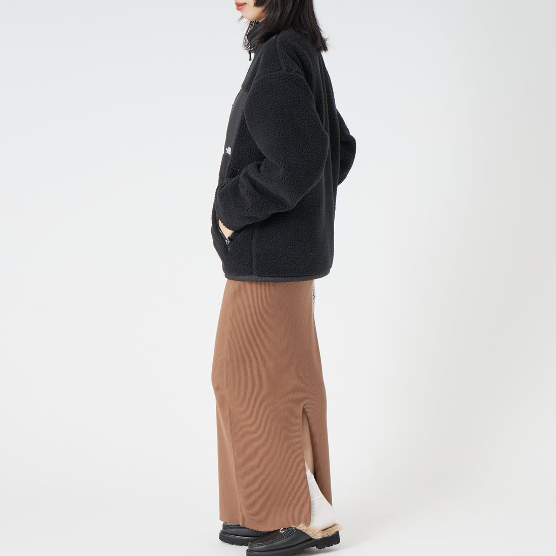 THE NORTH FACE [ザ ノースフェイス] リバーシブル エクストリームパイルフリースジャケット [NP72536] K &&モデル身長：162cm 着用サイズ：S&&