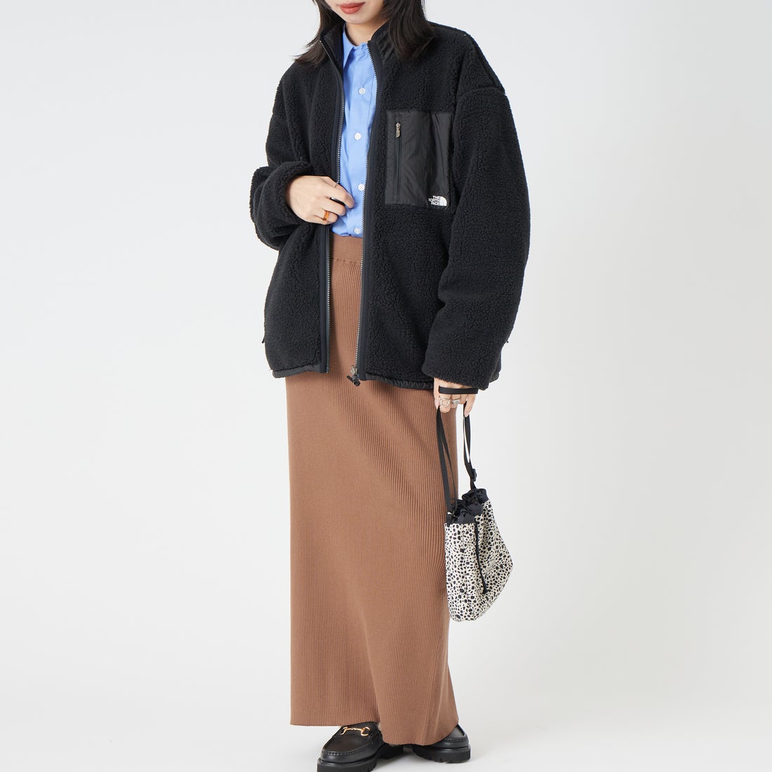 THE NORTH FACE [ザ ノースフェイス] リバーシブル エクストリームパイルフリースジャケット [NP72536] K &&モデル身長：162cm 着用サイズ：S&&